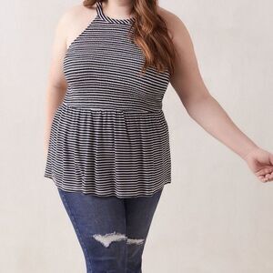 In Every Story Womens Plus Long Printed Halter Top Size 1X Viscose Fit & Flare